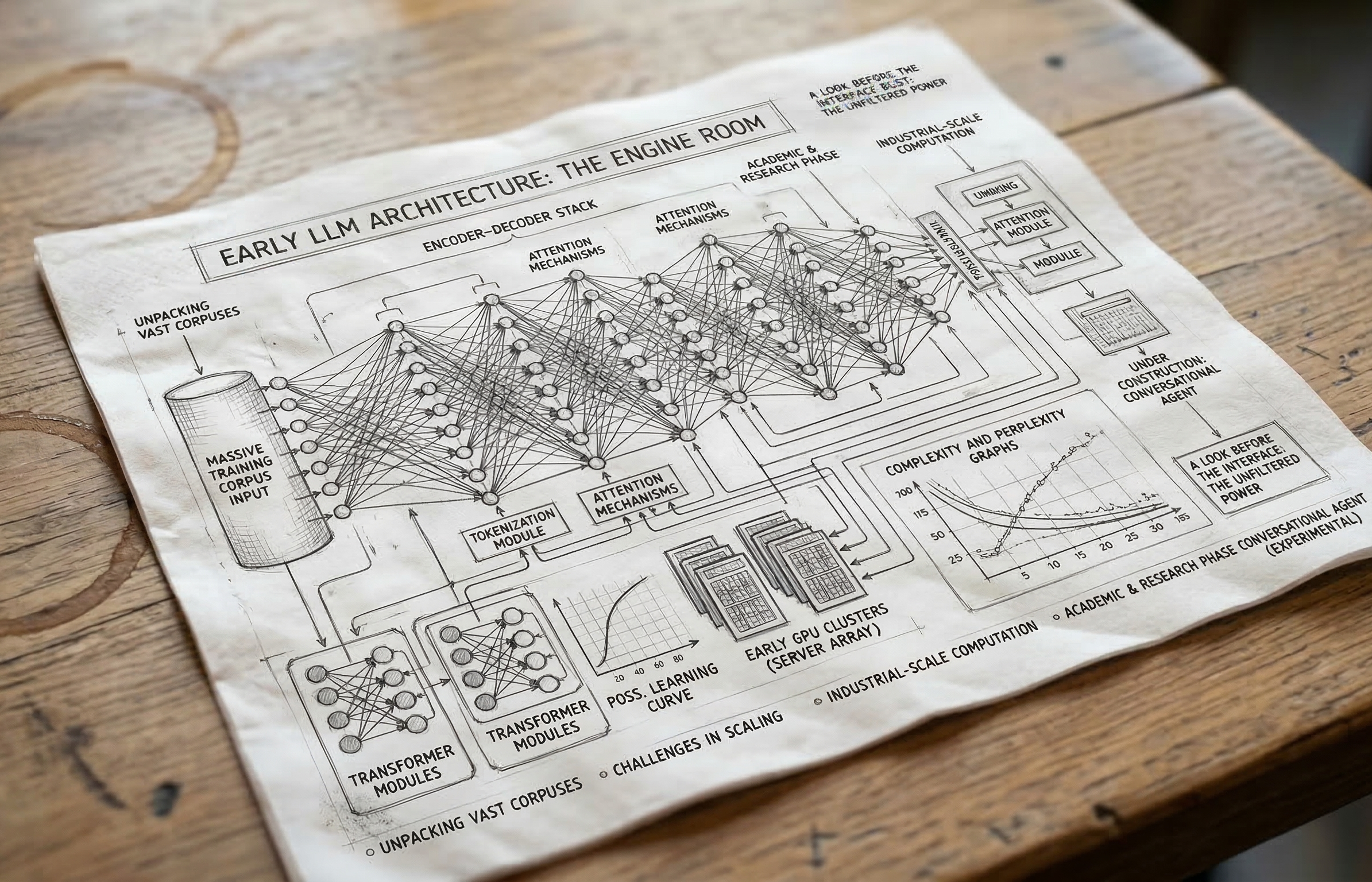 Design depicting neural networks and transformer architecture