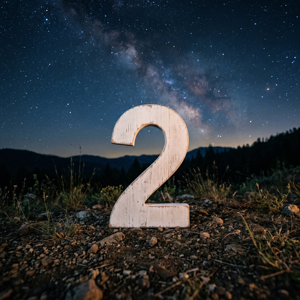 The number 2 in a beautiful scene