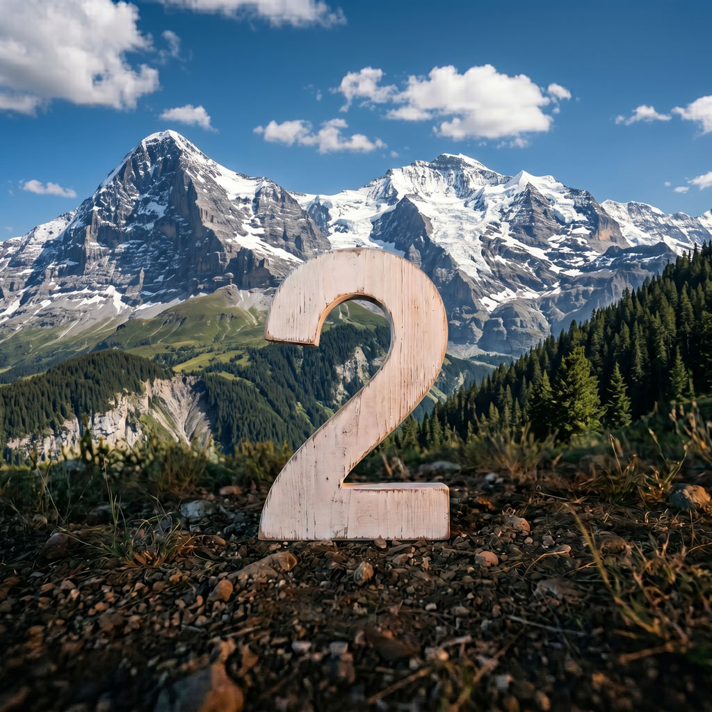 The number 2 in a beautiful scene
