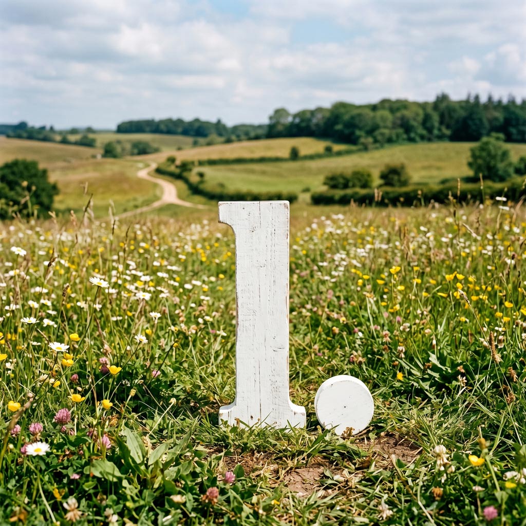 The letter I in a beautiful scene