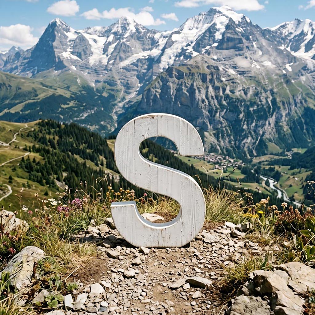 The letter S in a beautiful scene