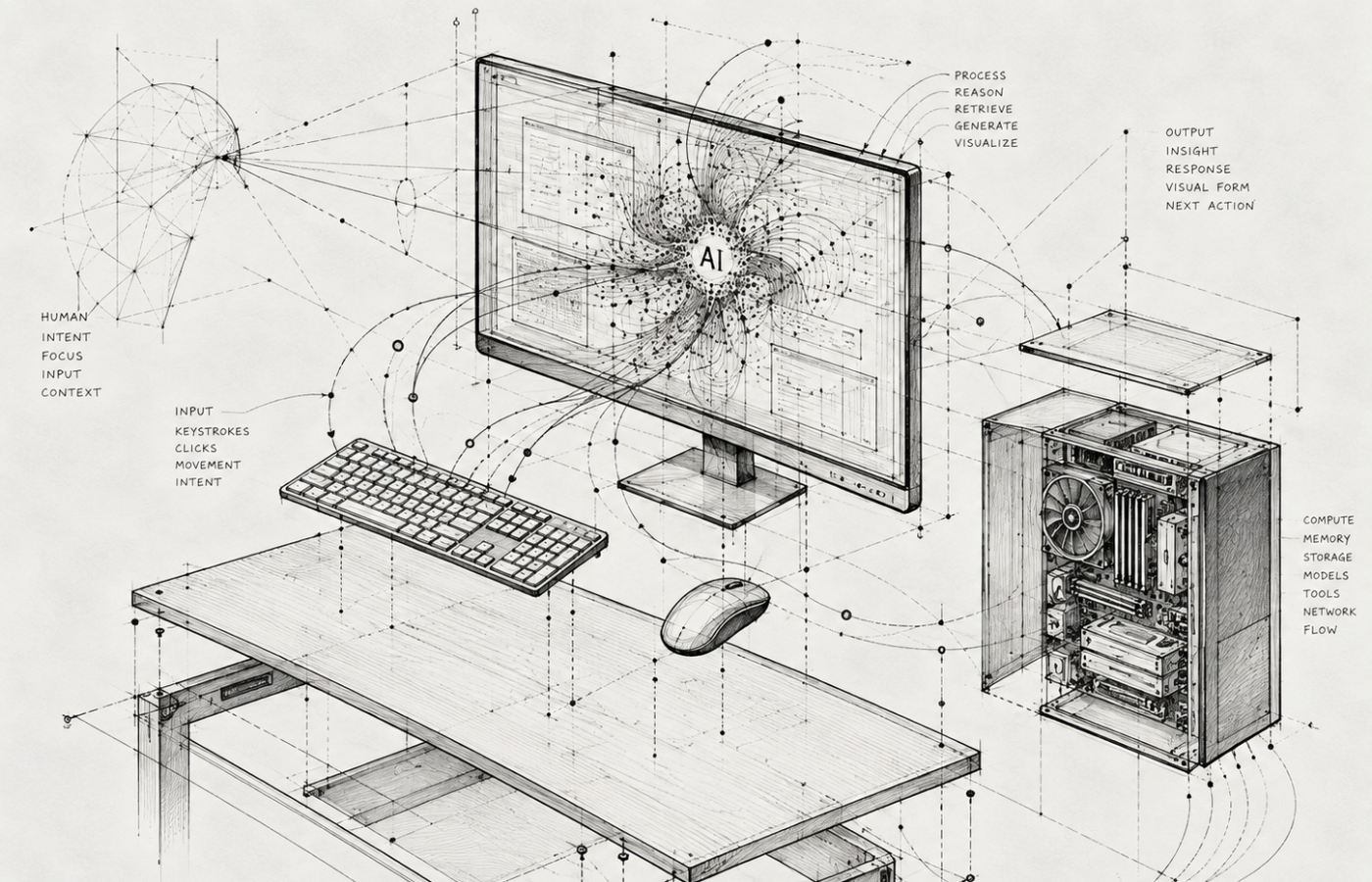 Visualization of AI using a computer