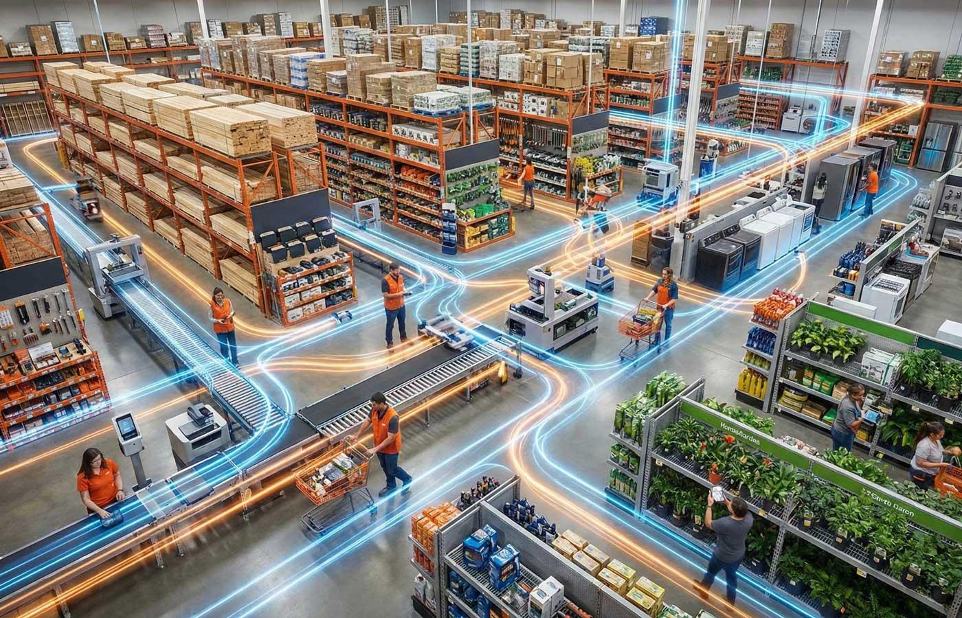 Agentic AI lines in a home supplies store