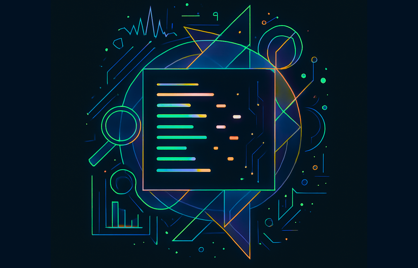 Abstract line art depicting a speech bubble with digital content to convey the idea of building processes with vibe coding