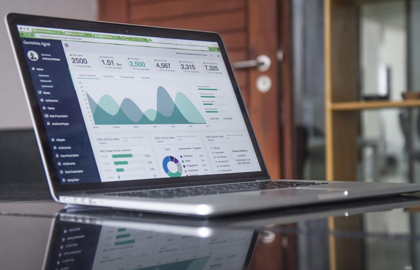 Laptop with marketing graph