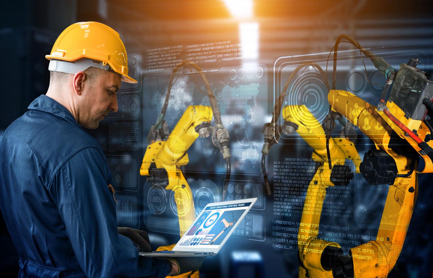 Factory worker, robotics, artificial intelligence