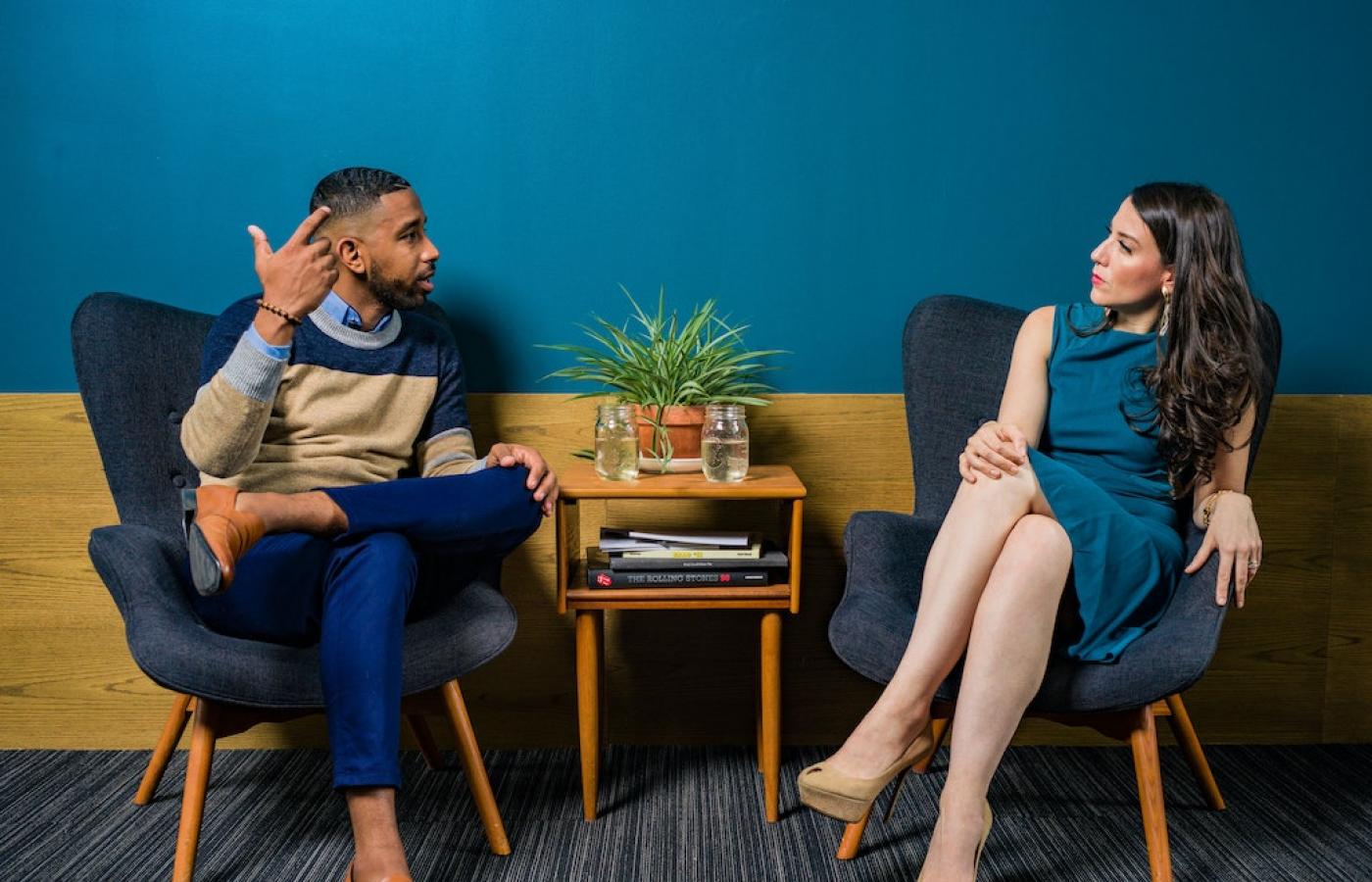 Man and woman talking