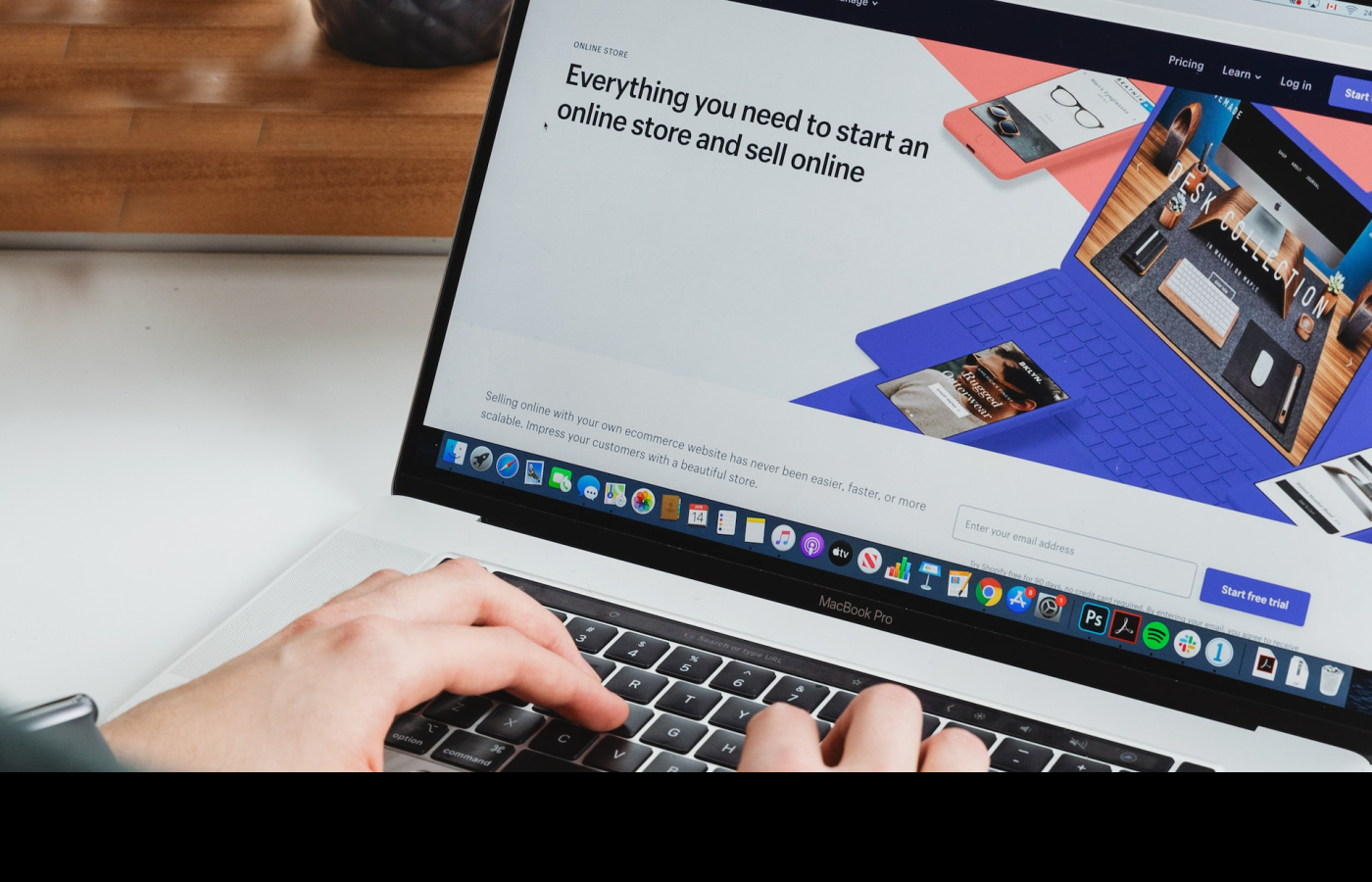 Marketing site on a computer screen