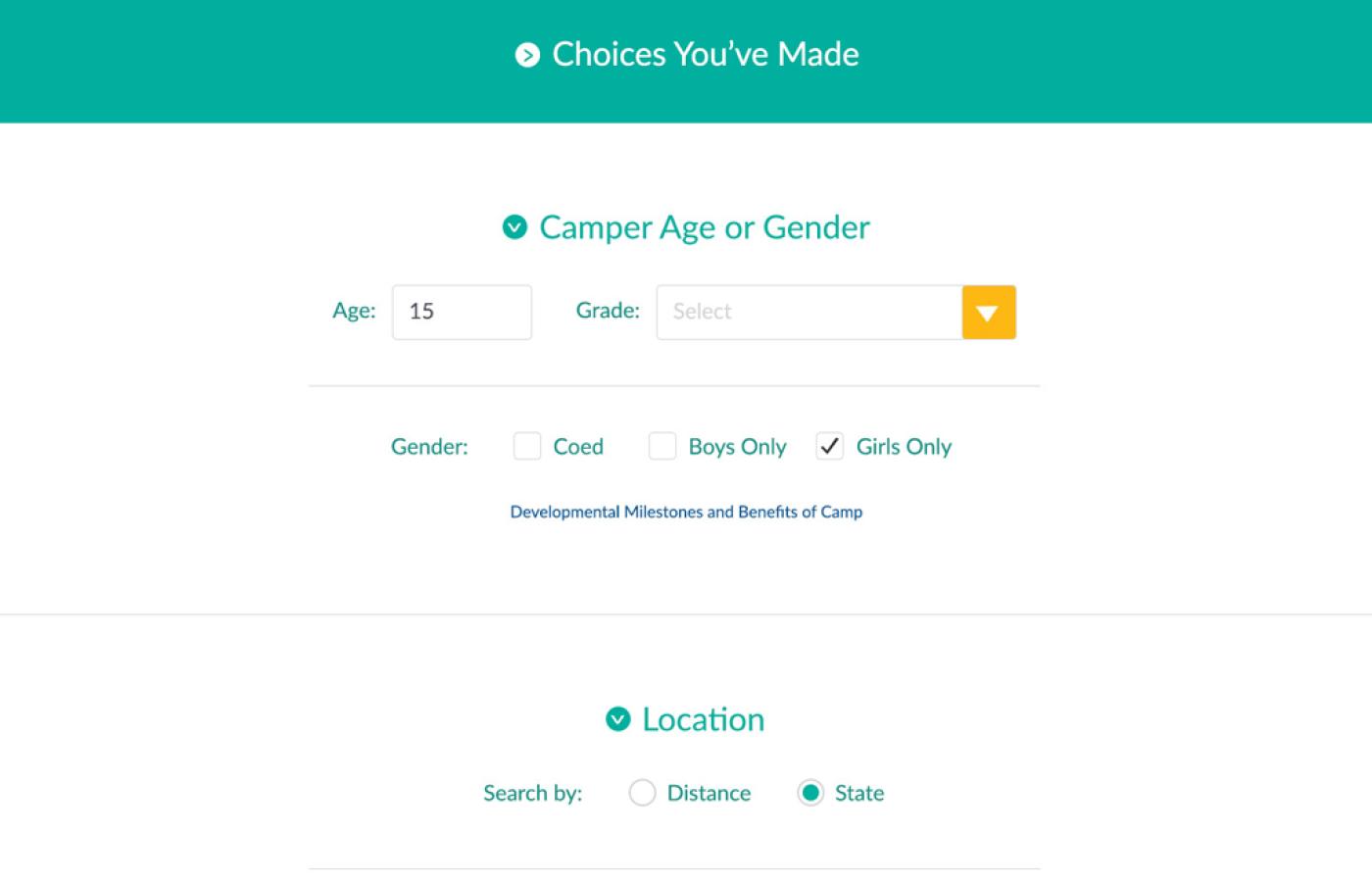 American Camp Association - Search Interface