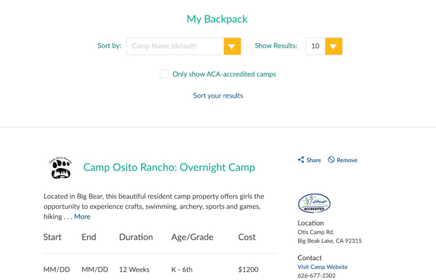 American Camp Association - Saved Camps