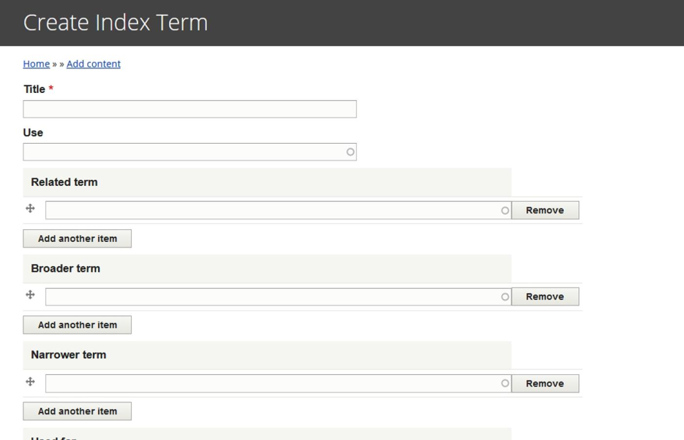 Custom Index Term Interface