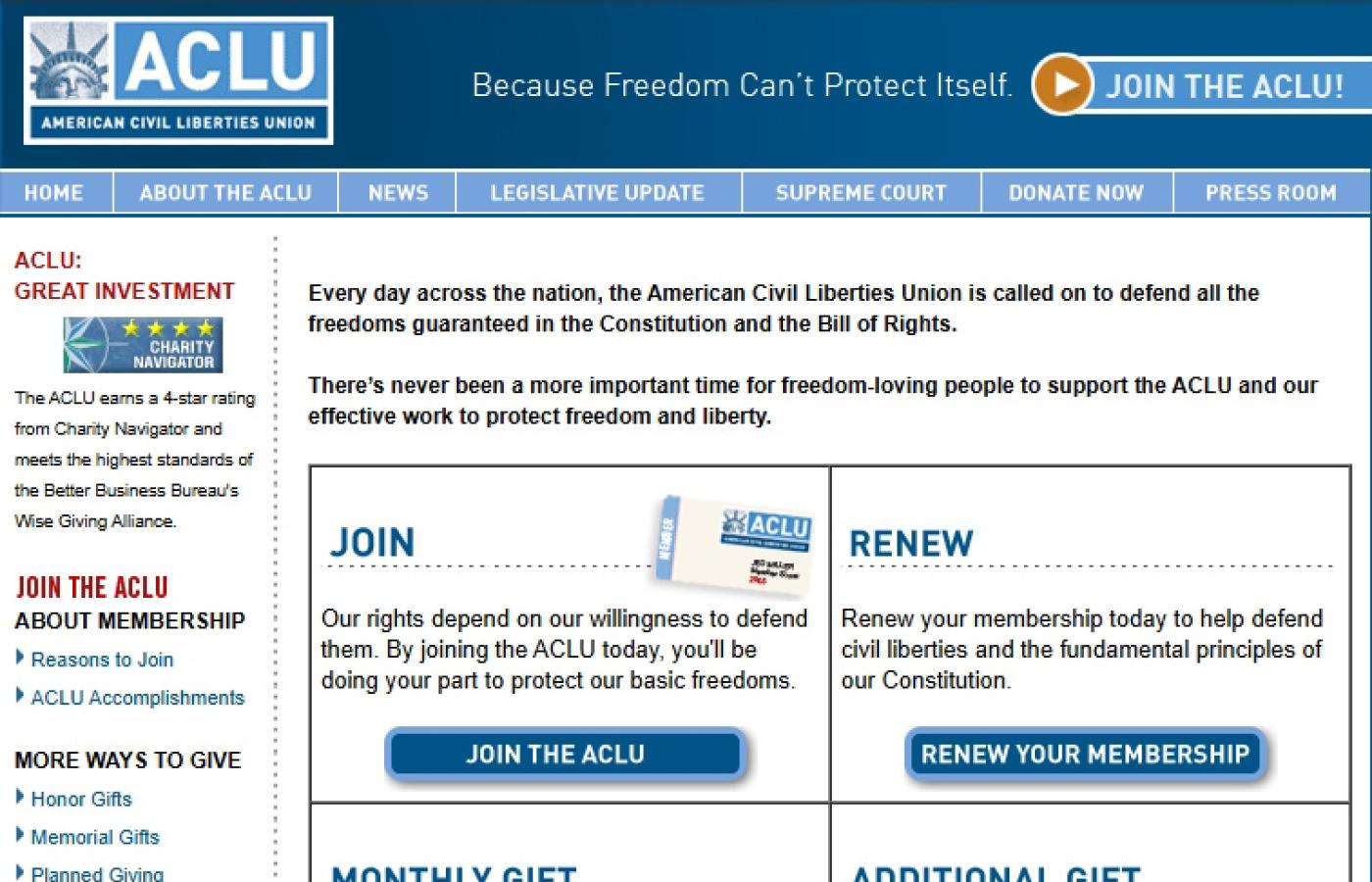 ACLU - Join Page