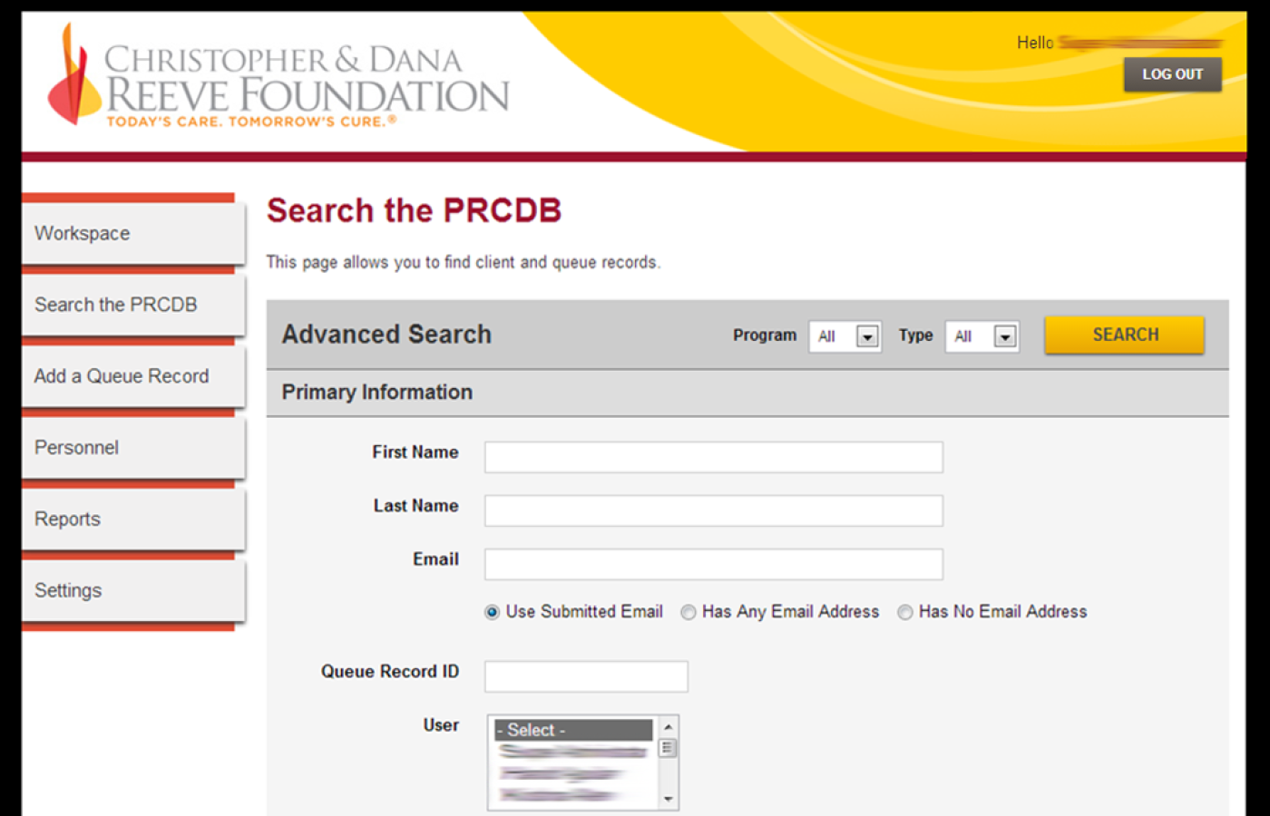 Paralysis Resource Center - Advanced Search