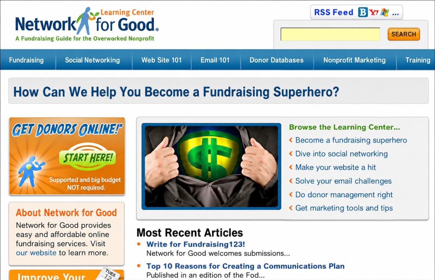 Network for Good Home page