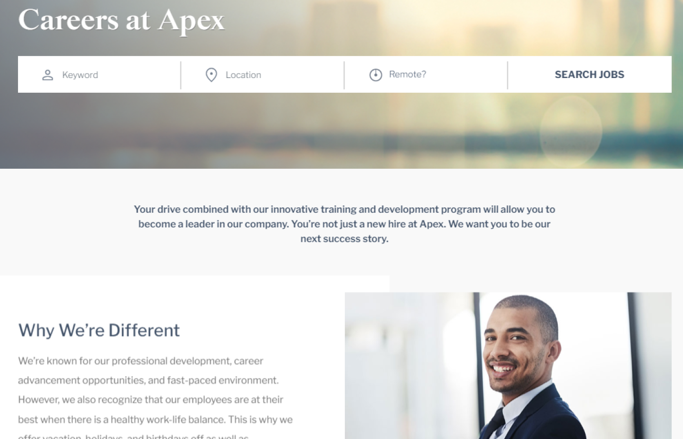 Apex Systems job search page