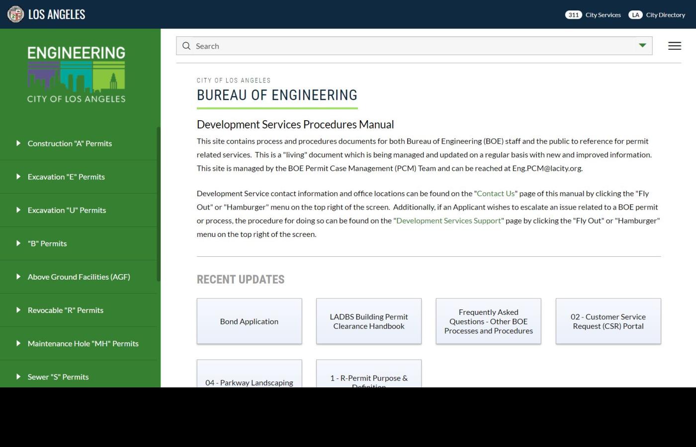 Bureau of Engineering Home Page
