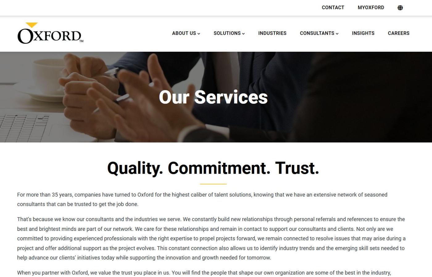 Oxford Global Resources Services page