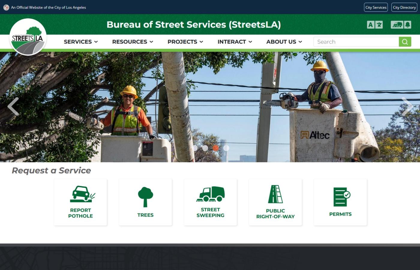 StreetsLA Website Homepage