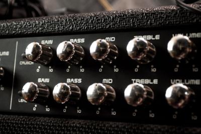 Close image of audio amplifier controls