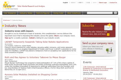 Solarbuzz - Industry News Page