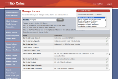 Manage Names Vocabulary Page