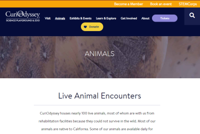 Curiodyssey animal homepage