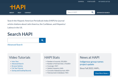 Hispanic American Periodicals Index home page